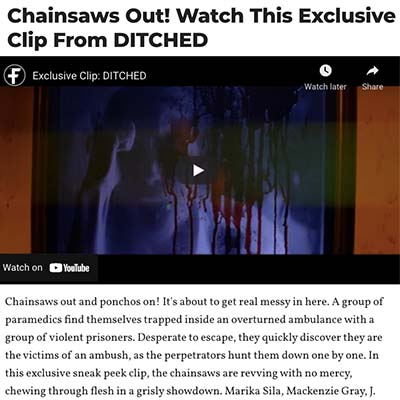 Chainsaws Out! Watch This Exclusive Clip From DITCHED